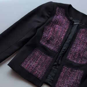 Trina Turk Black Blazer with Purple Accents, size 2